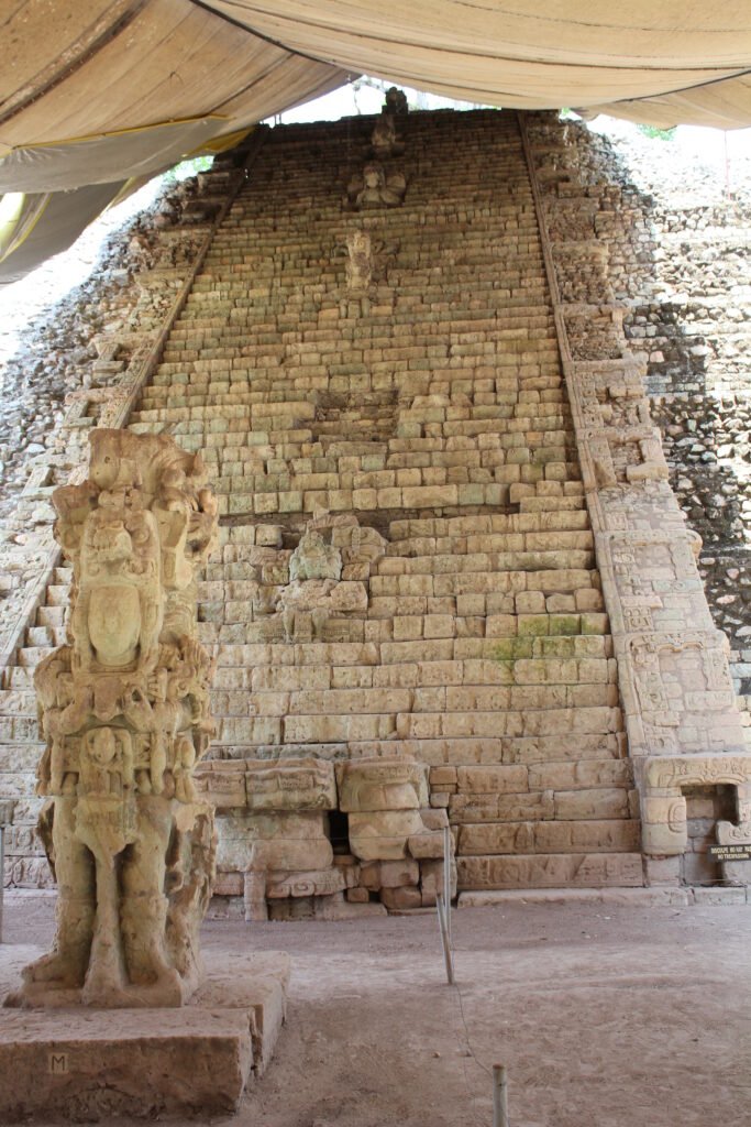 The Hieroglyphic Stairway at the Copan Maya archaeological site in Honduras, a UNESCO World Heritage Site