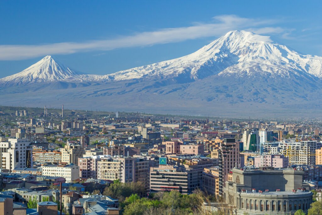 View of Mount Ararat from the city of Yerevan, Armenia