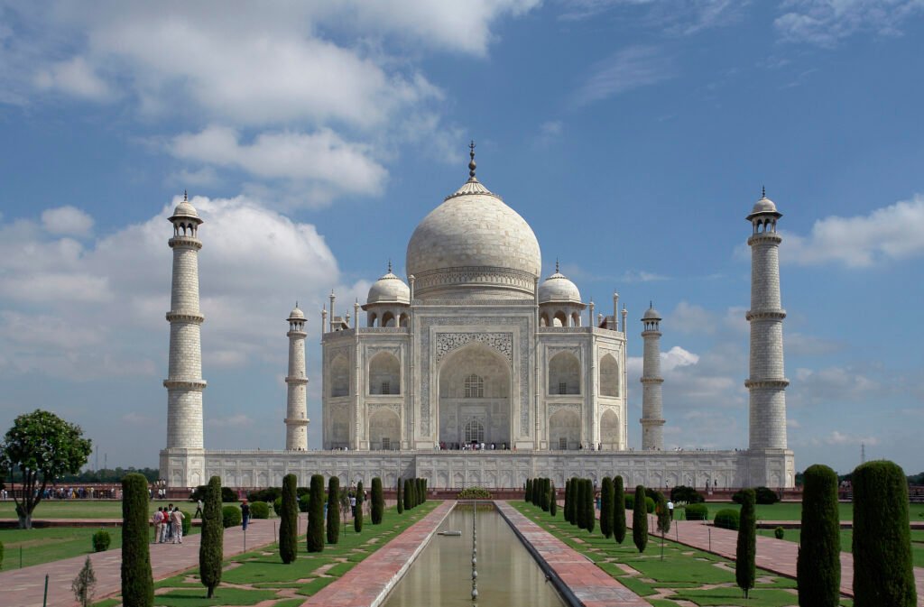 The Taj Mahal, an iconic mausoleum landmark in Agra, India