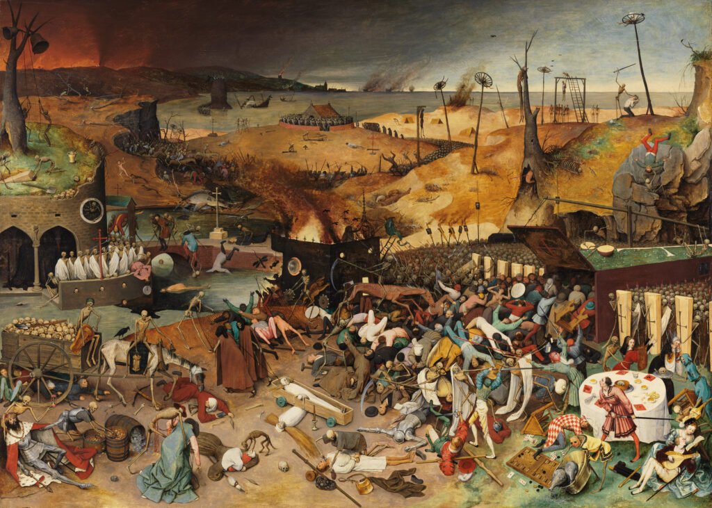 The Triumph of Death, a 16th-century painting by Pieter Bruegel the Elder depicting death and destruction evocative of the Black Death plague era