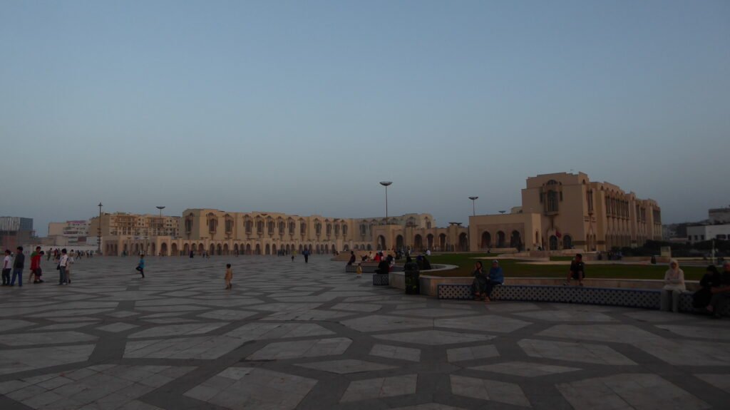 The Hassan II Mosque and its minaret on the Atlantic coast of Casablanca, Morocco