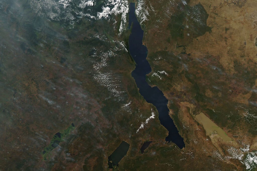 Satellite view of Lake Tanganyika, the East African rift lake that forms Burundi's southwestern border