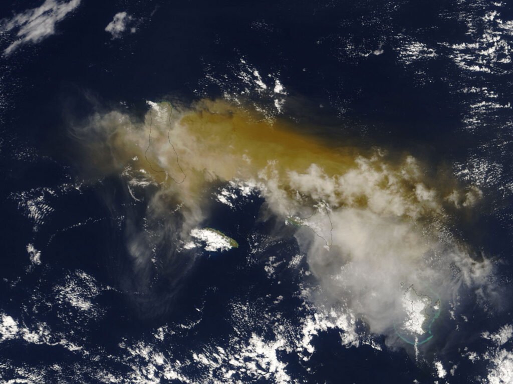 Mount Karthala volcano erupting on Grande Comore, Comoros