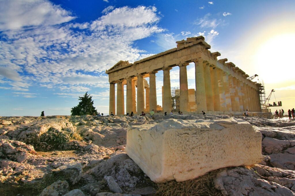 The Parthenon temple atop the Acropolis in Athens, Greece