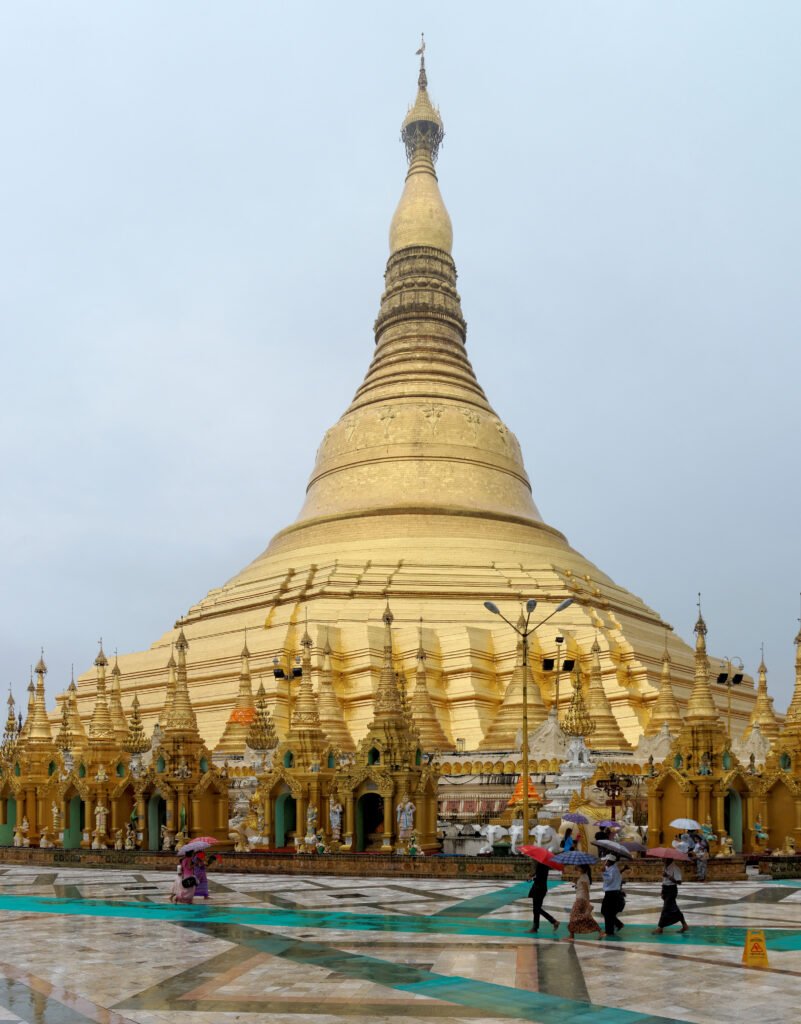 The gilded stupa of Shwedagon Pagoda in Yangon, Myanmar