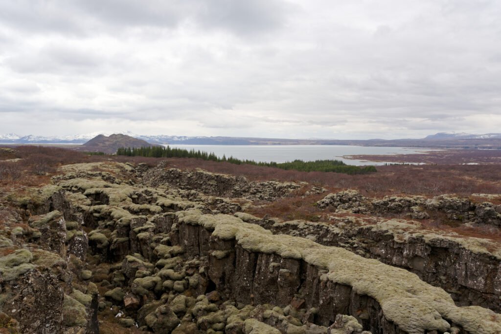 Thingvellir National Park in Iceland, showing the rift valley where the Mid-Atlantic Ridge reaches the surface