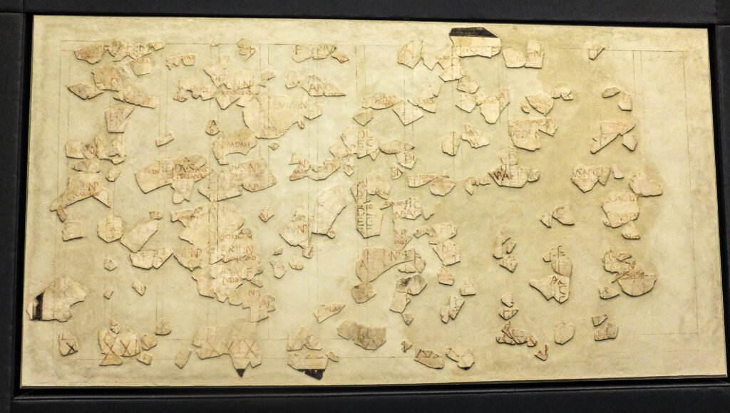 The Fasti Antiates Maiores, a surviving pre-Julian Roman calendar inscription listing the months and days.