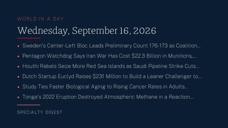 World in a Day: Wednesday, September 16, 2026