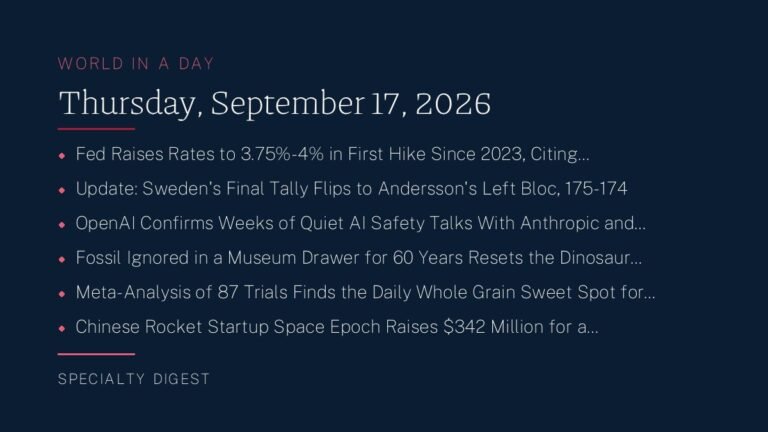World in a Day: Thursday, September 17, 2026