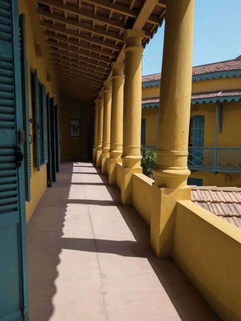 A balcony of the House of Slaves on Goree Island, Senegal, a UNESCO World Heritage site