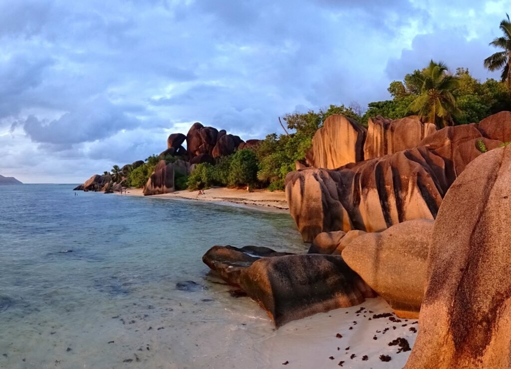 Anse Source d'Argent on La Digue, Seychelles, famous for its giant pink-granite boulders