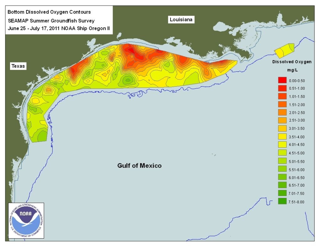 Coastal water clouded by an algae bloom, the process that leads to oxygen loss and dead zones