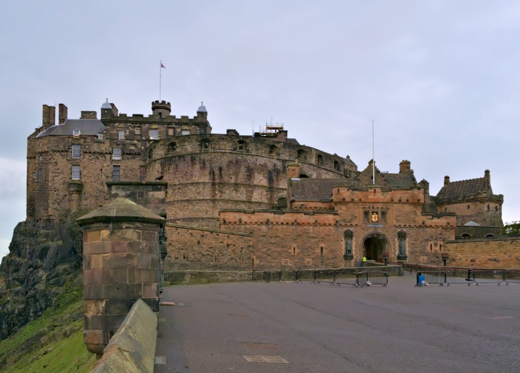 Edinburgh Castle seen from the Esplanade, the defining landmark of Edinburgh, Scotland