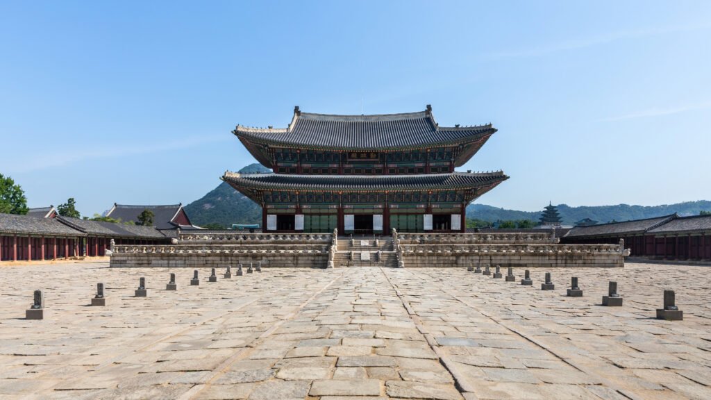 Geunjeongjeon, the main throne hall of Gyeongbokgung Palace, South Korea's most iconic royal palace, in Seoul