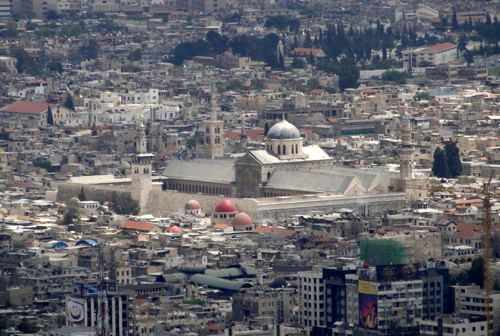 The Umayyad Mosque, an eighth-century landmark in the old city of Damascus, Syria