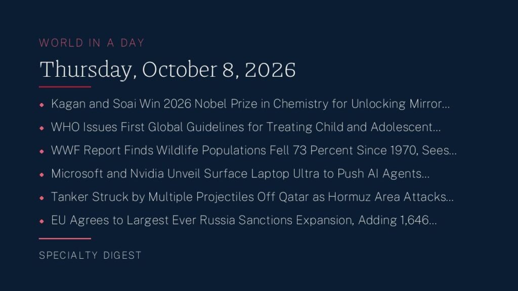World in a Day cover, Thursday, October 8, 2026
