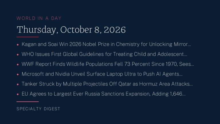 World in a Day: Thursday, October 8, 2026